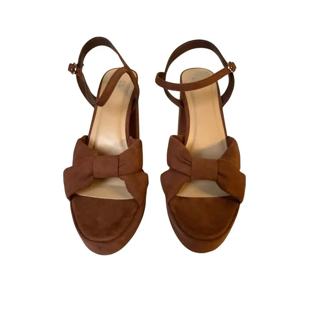 A New Day Riah Platform Heels Brown Knot Sandals Size 10